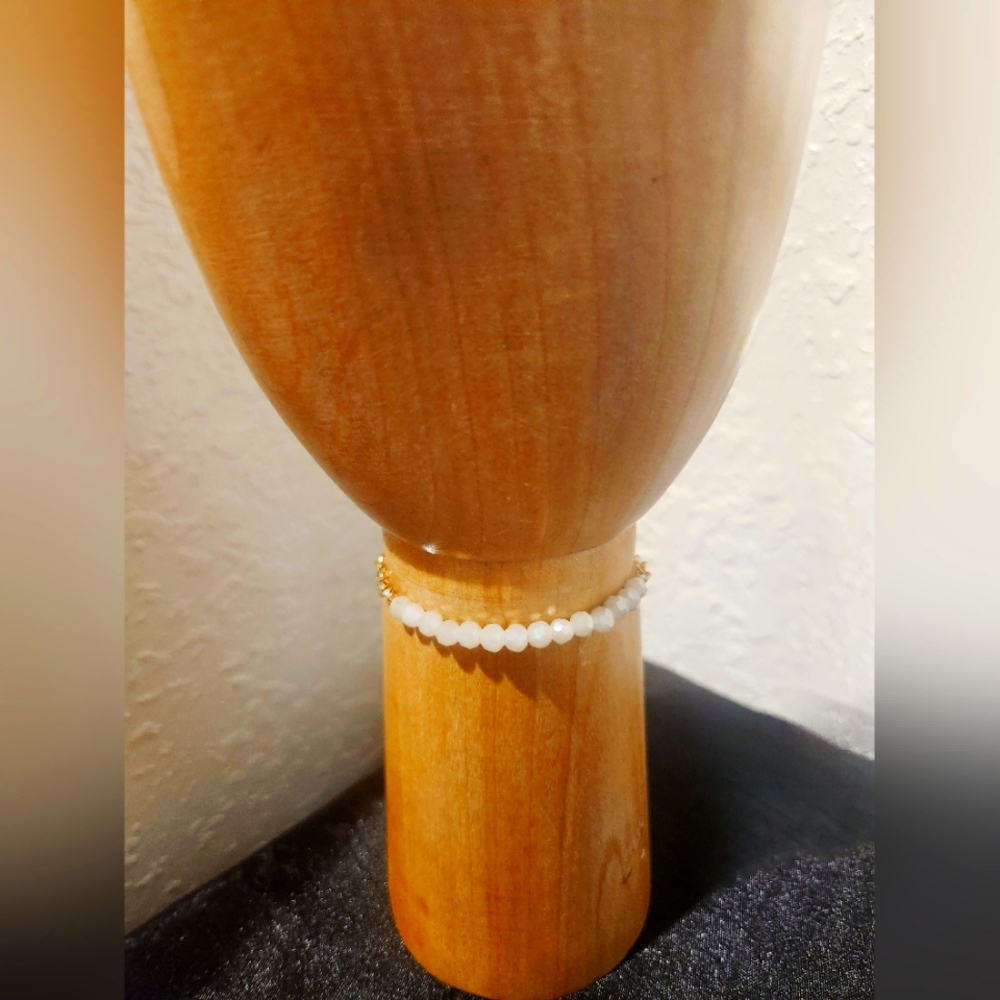 TRIBE ALIVE Gold & White Crystal Bead Bracelet